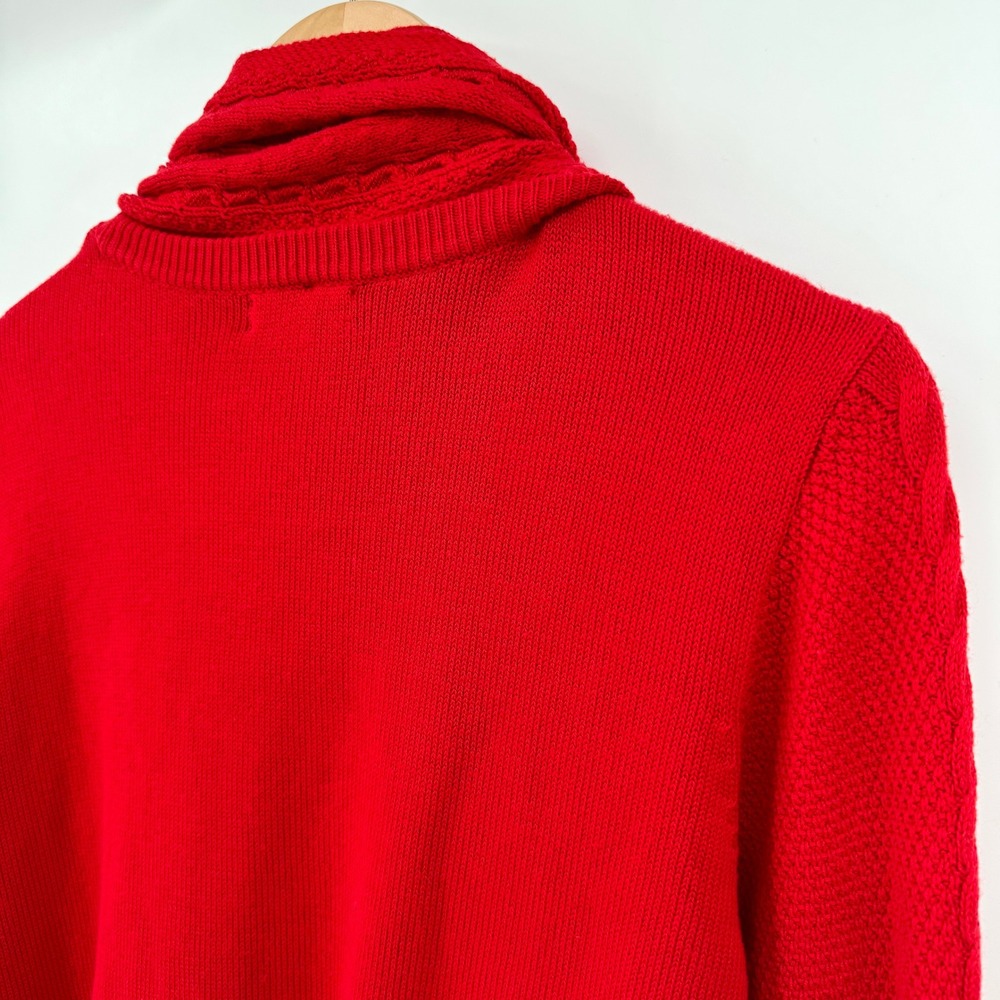 Charter Club Womens Red Cable Knit Sweater with Detachable Scarf Large - Picture 6 of 11